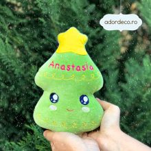 Bradut brodat cu nume si an, verde