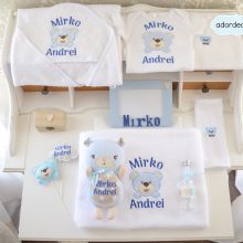 Trusou cu ursulet, bleu, 9 piese