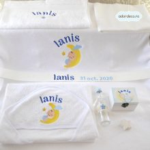 Trusou de botez, 8 piese, cu copilas si luna